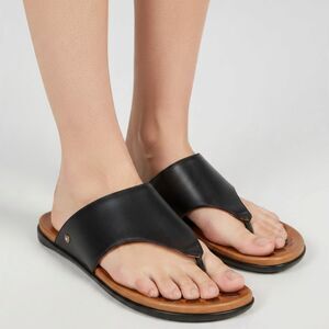 Juil Brio Grounding Copper Stud Black Leather Thong Flip Flop Sandal Flat 6